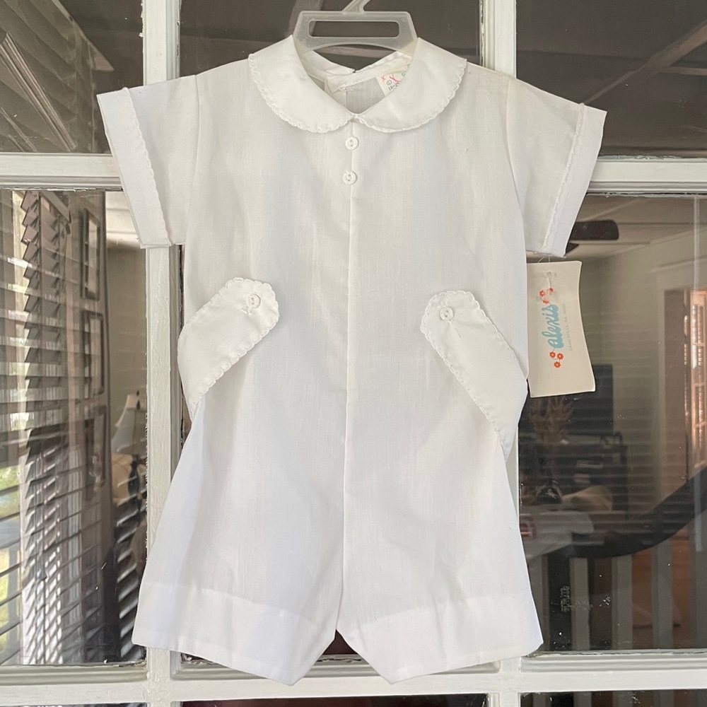 Vintage Alexis Baby Boy Romper Size Large 18-25lb White NWT